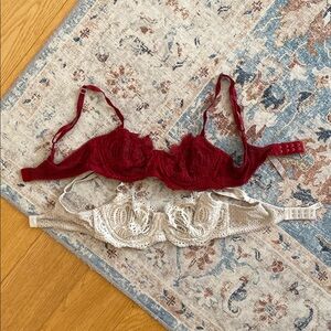 ♥️ Victoria's Secret elegant Lace Bra Set Red and Cream